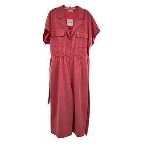 Petal Dew Short Sleeve Belted A-Line Maxi Dress Pink Size XL New Buttons